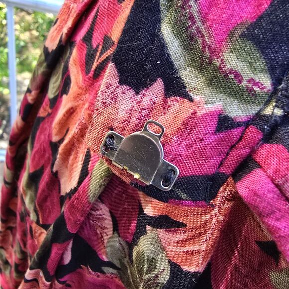 Vtg Handmade Long Pleated Skirt Red Fall Leaves Soft Cotton Blend Cottagecore - Picture 5 of 6